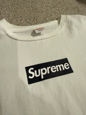 Supreme Black Box Logo on White Tee
